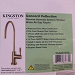Kingston Brass Concord Reverse Osmosis System Filtration Water Air Gap Faucet. Fixed Price $43.00.