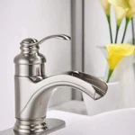 Bwe Waterfall Brushed Nickel Single Handle One Hole Bathroom Sink Faucet Deck. Fixed Price $59.99.