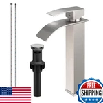Bathfinesse Waterfall Bathroom Faucet Brushed Nickel Stainless Steel Vessel Sink. Fixed Price $91.25.
