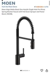 Moen 5923BL Align Pull-out Spray Spring Kitchen Faucet Matte Black Nib. Fixed Price $385.00.