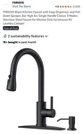 Forious Black Kitchen Faucet With Soap Dispenser, Pull Do.... Fixed Price $60.00.