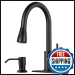 Lufg Pull Down Kitchen Faucet With Soap Dispenser - Matte Black Single Handle. Fixed Price $86.19.