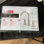 Delta Nicoli 8 In. Widespread Bathroom Faucet With Drain Kit Brushed Nickel. Fixed Price $99.00.
