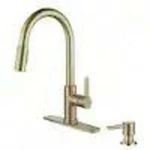Glacier Bay Paulina Brushed Gold 16.53 In. High Handle P/down Sprayer. Fixed Price $110.00.