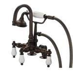 Water Creation Deck Mount Oil Rubbed Bronze Finish Tub Faucet. Fixed Price $150.00.