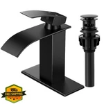 Rndiozd Matte Black Waterfall Bathroom Sink Faucet Single Handle. Fixed Price $44.99.