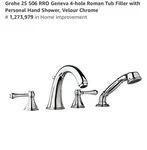 Grohe 25 506 Rro Geneva 4-HOLE Roman Tub Filler With Personal Hand Shower,chrome. Fixed Price $465.00.