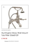 Huntington Brass S5660129 Sherington Wall Mount Tub Filler Satin Nickel. Fixed Price $150.00.