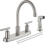 Kitchen Faucets, High Arc 360 Rotating Spout Sink Faucet, 2 Handle 8 Inc. Fixed Price $63.99.