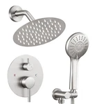Aklfgn 8 In. Shower Faucet 2.5 Gpm W/ 360 Swivel, Brushed Nickel. Fixed Price $79.95.
