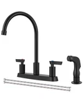 Gbbne Matte Black Kitchen Faucet 2-HANDLE 8" Centerset With Pull-out Side Spraye. Fixed Price $72.68.