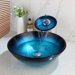 Us Bathroom Vessel Sink Round Washing Basin Bowl Waterfall Faucet Mixer Tap. Fixed Price $118.98.