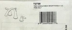 Delta T2738 Two Handle Deck Mount Roman Tub Trim Only In Polished Chrome. Fixed Price $50.00.