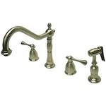 Kingston Brass Double Handle 8" Widespread Kitchen Faucet With Sprayer. Fixed Price $343.82.