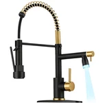 Rndiozd Led Kitchen Faucet With Pull Down Sprayer - B: Black & Brushed Gold. Fixed Price $141.44.