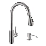 Kicimpro Kitchen Sink Faucet With Soap Dispenser, 15.2 Inches, Brushed Nickel. Fixed Price $94.99.