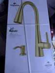 Pfister Barulli Single Handle Pull Down Faucet W/ Soap Dispenser Gold. Fixed Price $60.00.