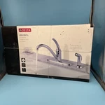 New Delta Chrome Single Handle Kitchen Faucet W/ Sprayer Supply Lines 400-DST-L. Fixed Price $85.00.