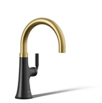 Kohler K-23767-BMB Tone Wet Bar Or Prep Sink Faucet, Matte Black & Moderne Brass. Fixed Price $349.00.