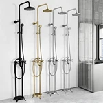 Floor Mounted Tub Faucet Freestanding 8" Rainfall System With Handshower. Fixed Price $69.00.