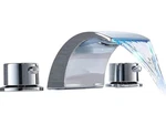 Homevacious Led Waterfall Brushed Chrome Bathroom Faucet 2 Handle For Sink. Fixed Price $45.99.