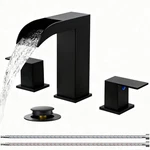Vccucine Black Bathroom Faucet 3 Hole, 8 Inch Widespread Square Waterfall Bat.... Fixed Price $56.37.
