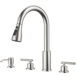 Appaso 2 Handle Kitchen Faucet, 3 Hole Sink Brushed Nickel. Fixed Price $99.21.