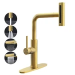 Waterfall Kitchen With Pull Down Sprayer, Brass Gold Faucet, 4.... Fixed Price $89.88.