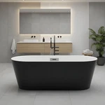 59 Inch Acrylic Bathroom Tub Easy To Clean Black Modern Freestanding. Fixed Price $800.99.