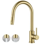 Kitchen Faucet Single Handle Pull Down Sprayer Gold Stainless Steel Forious Hole. Fixed Price $114.99.