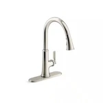 Kohler Adva Pull Down Sprayer Kitchen Faucet In Vibrant Polished Nickel. Fixed Price $179.13.
