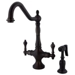 Kingston Brass KS1775ALBS Heritage Kitchen Faucet With Sprayer Oil Rubbed. Fixed Price $433.52.