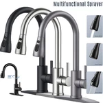 Kitchen Sink Faucet Brushed Nickel Single Handle Swivel Pull Down Sprayer. Fixed Price $22.49.