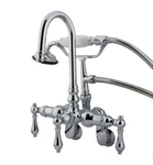 Kingston Brass Clawfoot Tub Faucet, 3 Handle Lever Chrome Shower Msrp $840. Fixed Price $379.99.