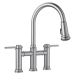 Blanco #442505 Empressa Bridge Faucet, Pull Down Dual Spray/pvd Steel *nos*. Fixed Price $550.00.