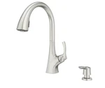 Pfister Masey Stainless Steel Double Handle Pull-down Kitchen Faucet W/sprayer. Fixed Price $135.99.