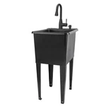 Tehila Space Saver 16 Gallon Black Utility Sink With Pull-down Faucet. Fixed Price $194.99.