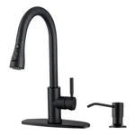 Wewe Black Kitchen Faucet With Soap Dispenser, Vintage, Matte. Fixed Price $126.99.