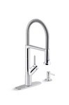Kohler Kitchen Sink Faucet 22.57"SINGLE-HANDLE W/soap Dispenser Polished Chrome. Fixed Price $199.00.