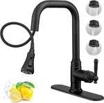 Versatile Black Kitchen Faucet With Pull Down Sprayer & 360 Swivel Design. Fixed Price $133.99.