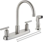 Kitchen Faucets, High Arc 360 Rotating Spout Sink Faucet, 2 Handle 8 Inc. Fixed Price $71.99.
