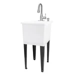 Tehila Space Saver 16 Gallon White Utility Sink With Stainless Finish Pull-down. Fixed Price $184.99.
