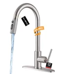 Brushed Nickel Kitchen Sink Faucet With Pull Down Sprayer- High Arc Stainless.... Fixed Price $72.27.