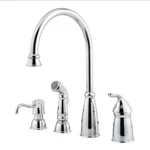 Pfister Avalon GT26-4CBS Stainless Steel Kitchen Faucet W/ Sprayer & Soap Dispen. Fixed Price $116.98.