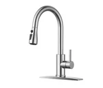 Anza 1-HANDLE Pull Down Sprayer Kitchen Faucet With Deck Plate In Brushed Nickel. Fixed Price $45.00.