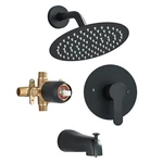 Shower Faucet Set Matte Balck Sytem With 8 Inches Round Rain He.... Fixed Price $98.88.