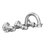 Moen TS416WATERHILL Chrome Two-handle Wall Mount Bathroom Faucet. Fixed Price $249.95.