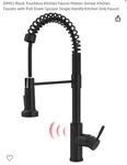 Gimili Black Touchless Kitchen Faucet Motion Sensor With Battery Home. Fixed Price $140.00.