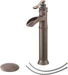 Antique Copper Waterfall Vessel Sink Faucet With Pop-up Drain Stopper. Fixed Price $138.99.