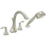 Moen T944BN Eva Brushed Nickel 2-HANDLE Roman Bathtub Faucet W Sprayer M/kp. Fixed Price $347.00.